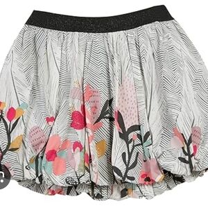 Catimini Floral Bubble Skirt with Black Waistband